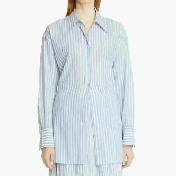 NWT Vince Stripe Oversize Cotton Shirt Sz Medium, RIVIERA - Picture 1 of 5
